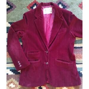 Vintage Red Thick Textured Corduroy Jacket Blazer Lined Pocketed Women’s Size 16